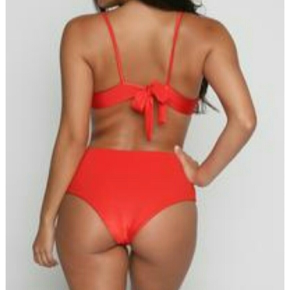 Mochi Swim Bikini SET Top&Bottom in RED Fever M Si - Picture 4 of 8